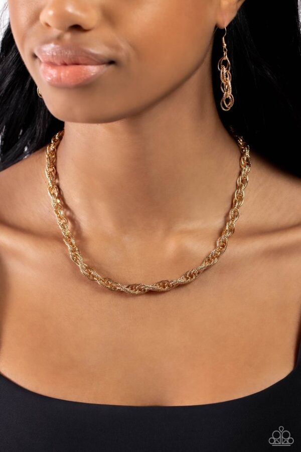 Paparazzi Necklace ~ Braided Ballad - Gold