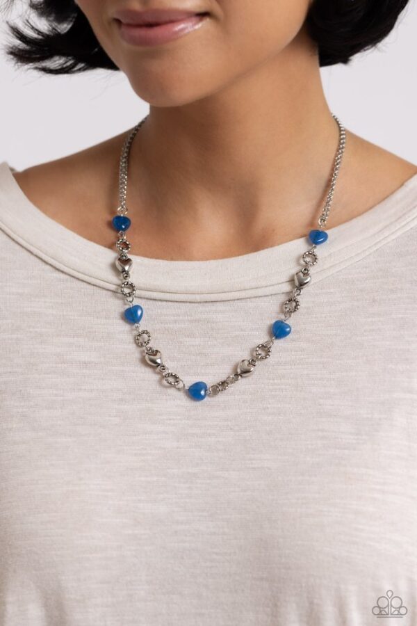 Paparazzi Necklace ~ My HEARTBEAT Will Go On - Blue