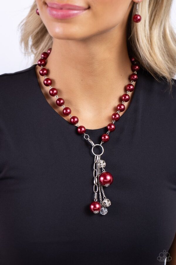 Paparazzi Necklace ~ White Collar Welcome - Red