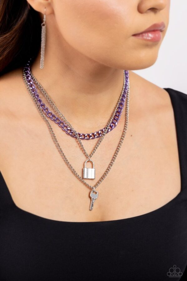 Paparazzi Necklace ~ Locked Labor - Purple