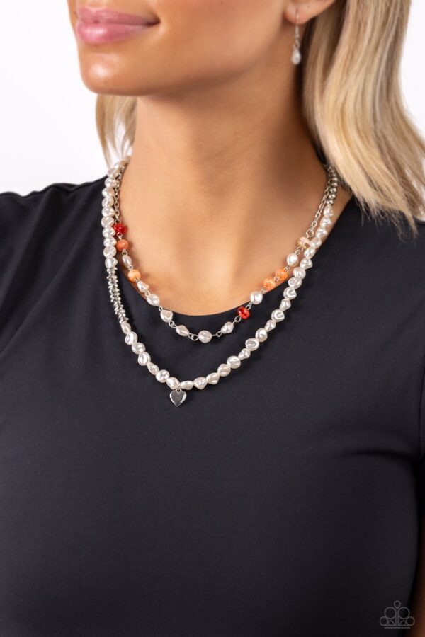 Paparazzi Necklace ~ Pearl Pact - Orange