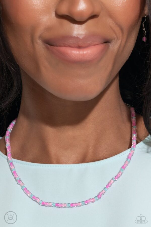 Paparazzi Necklace ~ Colorfully GLASSY - Pink