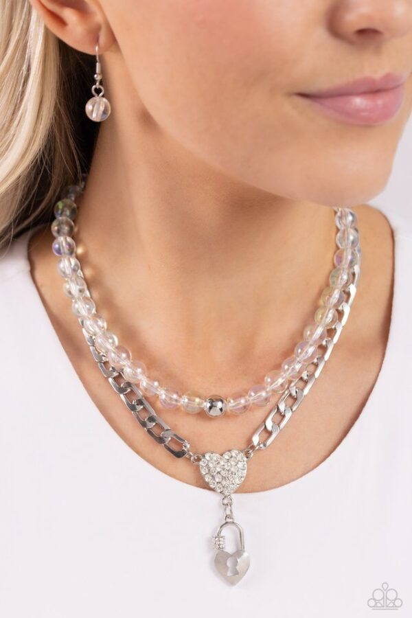 Paparazzi Necklace ~ Turn Back the LOCK - White