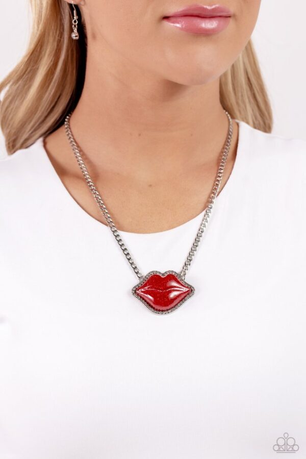 Paparazzi Necklace ~ Lip Locked - Red