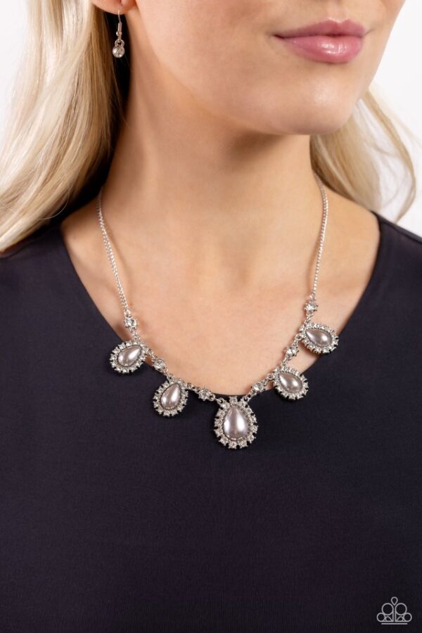 Paparazzi Necklace ~ Teardrop Team - Silver