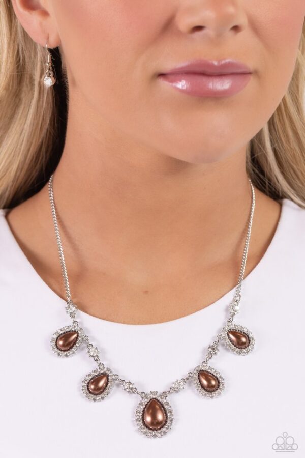 Paparazzi Necklace ~ Teardrop Team - Brown