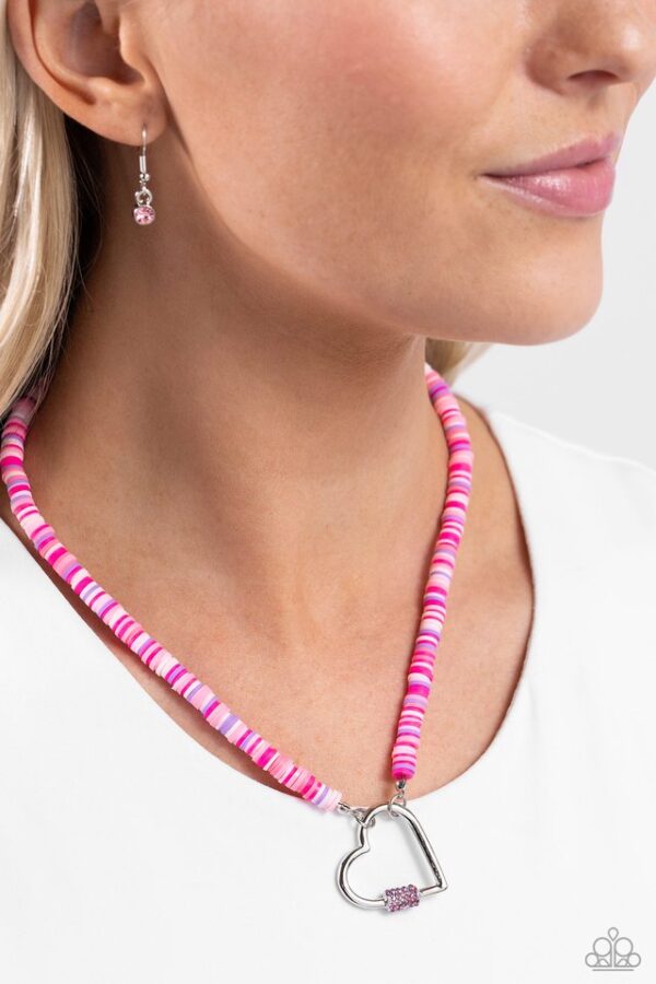 Paparazzi Necklace ~ Clearly Carabiner - Pink