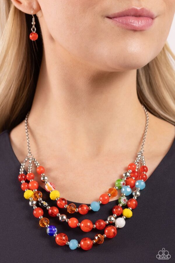 Paparazzi Necklace ~ Summer Scope - Red