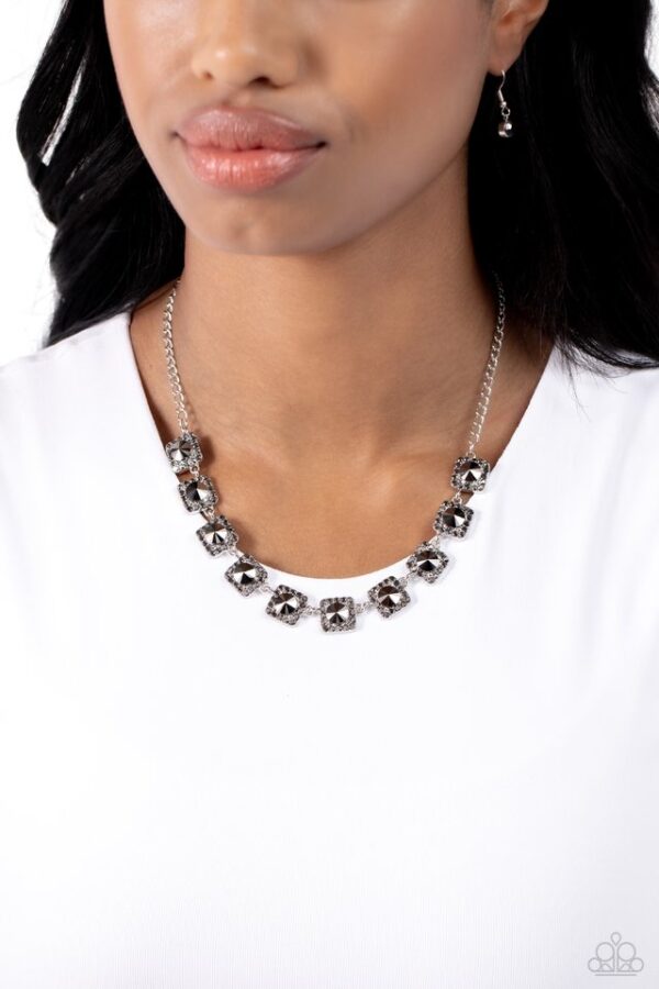 Paparazzi Necklace ~ Jump SQUARE - Silver