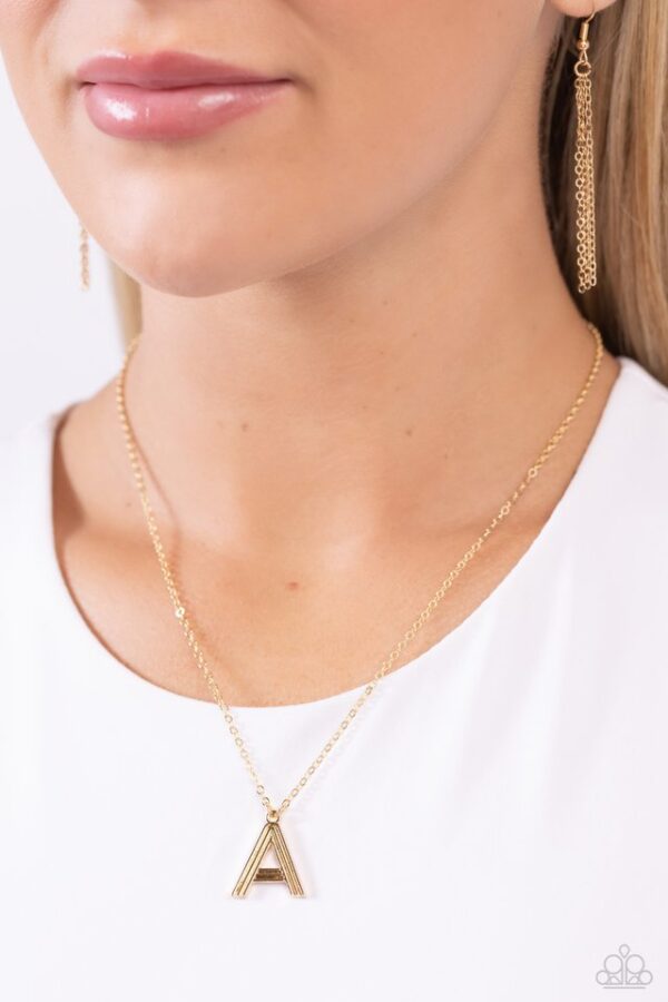 Paparazzi Necklace ~ Leave Your Initials - Gold - A