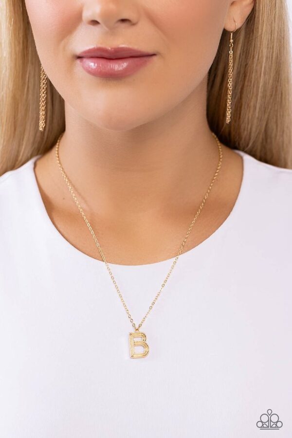 Paparazzi Necklace ~ Leave Your Initials - Gold - B