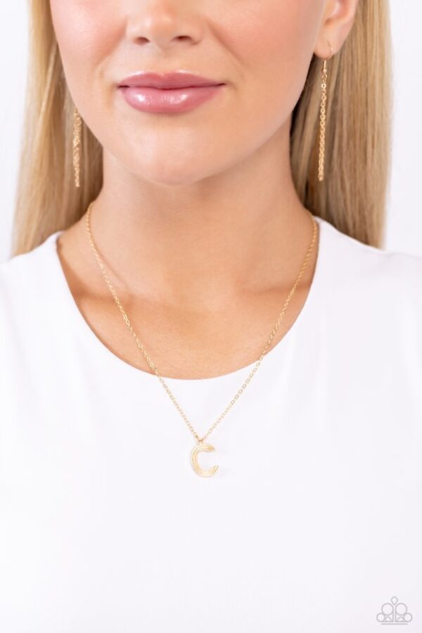 Paparazzi Necklace ~ Leave Your Initials - Gold - C