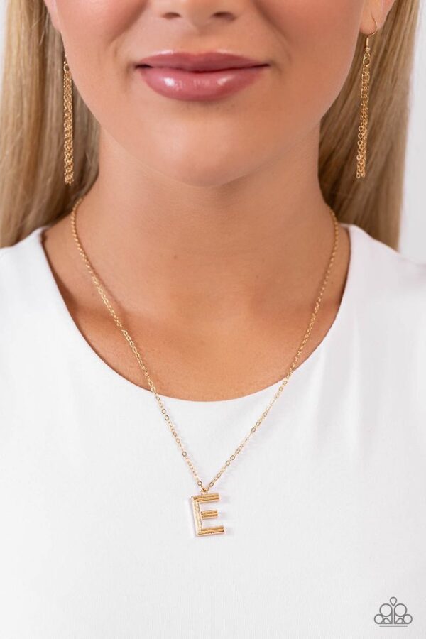 Paparazzi Necklace ~ Leave Your Initials - Gold - E