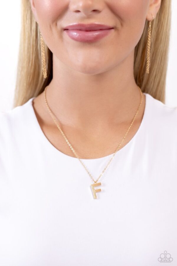 Paparazzi Necklace ~ Leave Your Initials - Gold - F