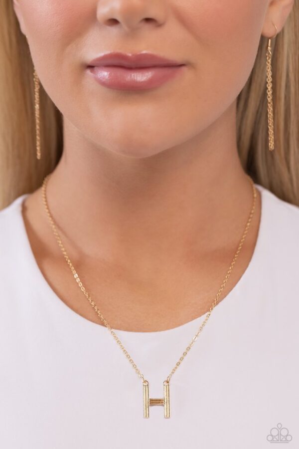 Paparazzi Necklace ~ Leave Your Initials - Gold - H