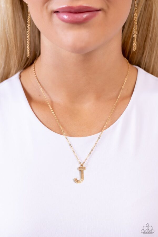 Paparazzi Necklace ~ Leave Your Initials - Gold - J