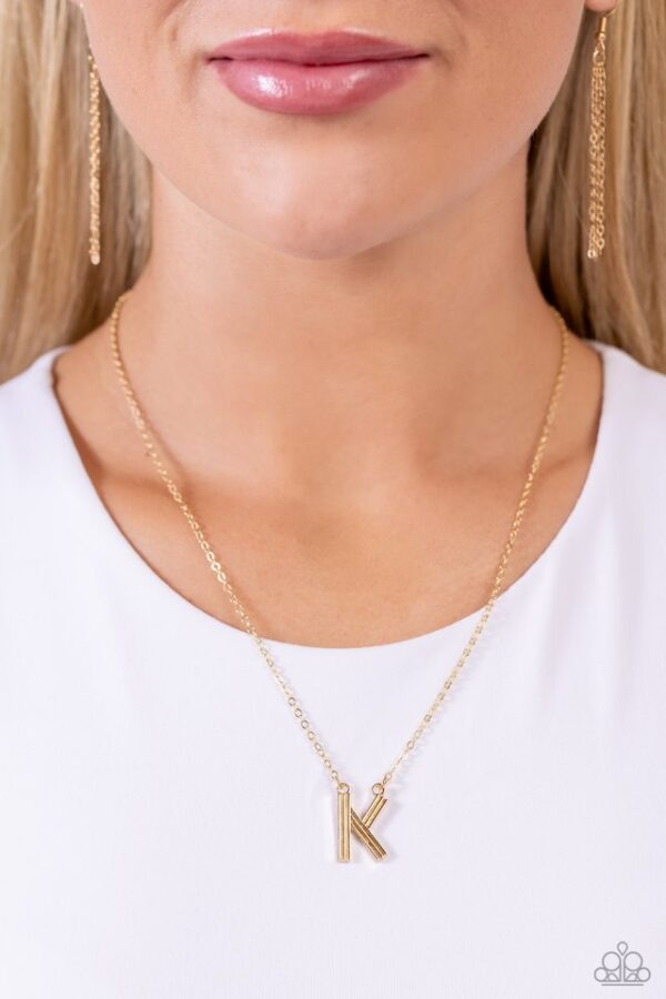 Paparazzi Necklace ~ Leave Your Initials - Gold - K