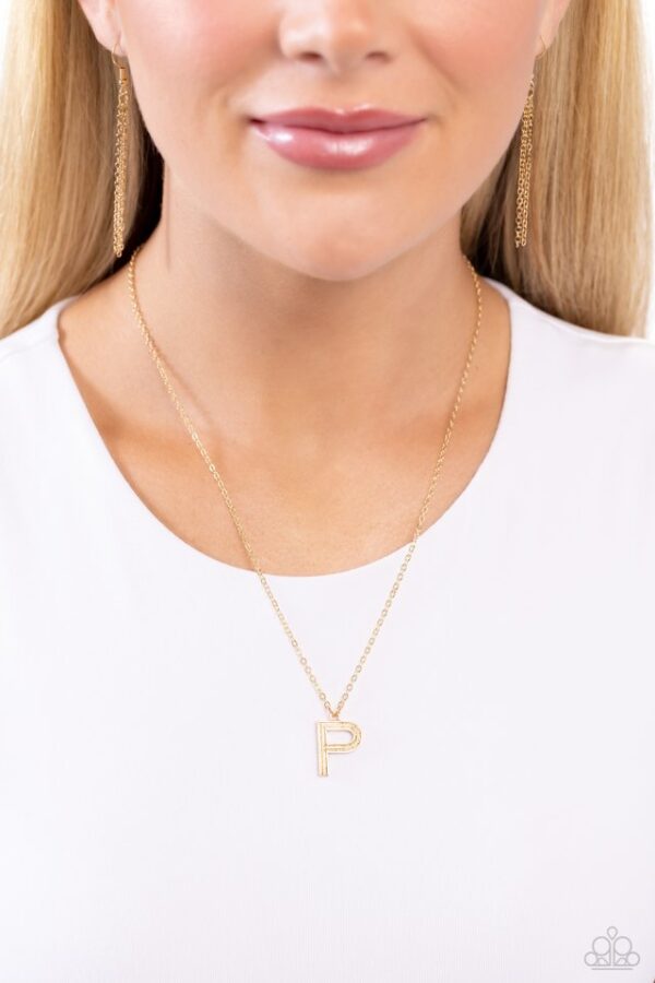 Paparazzi Necklace ~ Leave Your Initials - Gold - P