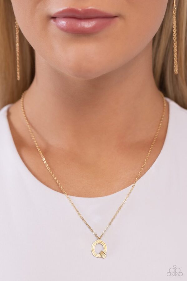 Paparazzi Necklace ~ Leave Your Initials - Gold - Q