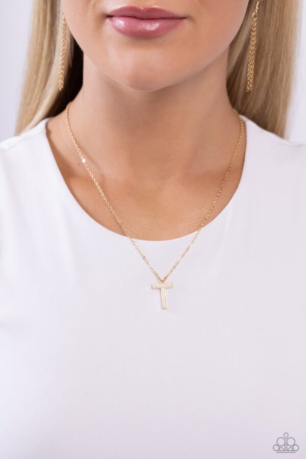 Paparazzi Necklace ~ Leave Your Initials - Gold - T