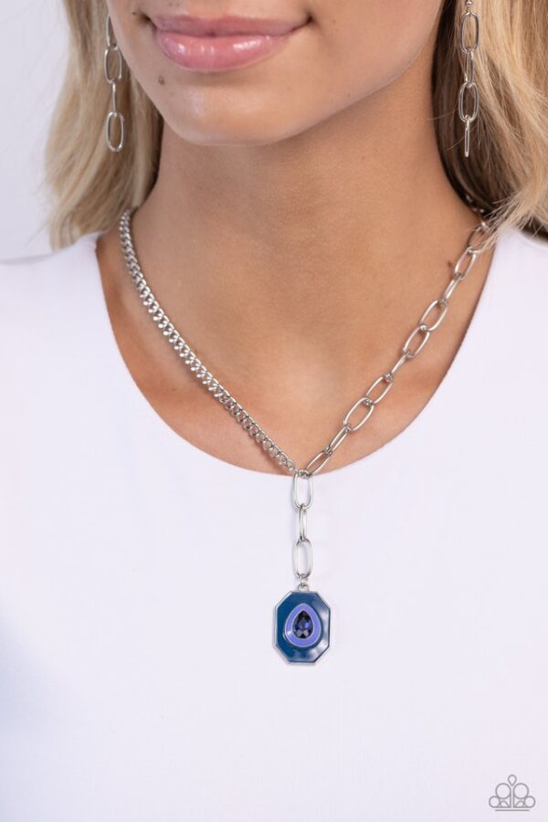 Paparazzi Necklace ~ Hexagonal Hallmark - Blue