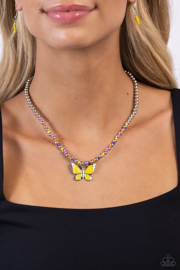 Paparazzi Necklace ~ Vibrant Flutter - Yellow