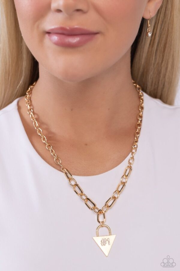 Paparazzi Necklace ~ Your Number One Follower - Gold