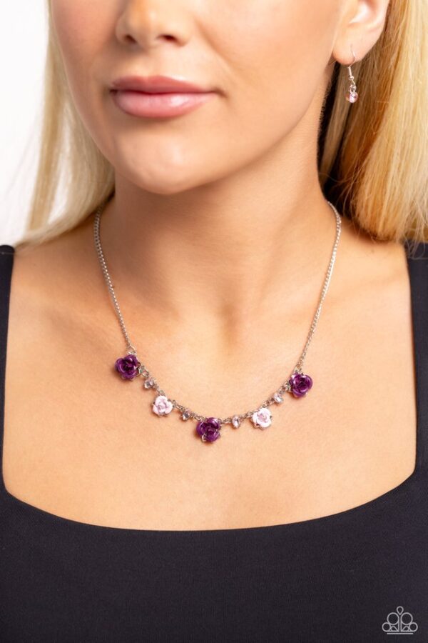 Paparazzi Necklace ~ Strike a ROSE - Purple