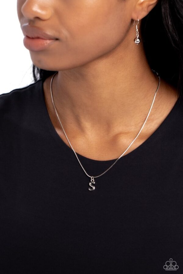 Paparazzi Necklace ~ Seize the Initial - Silver - S