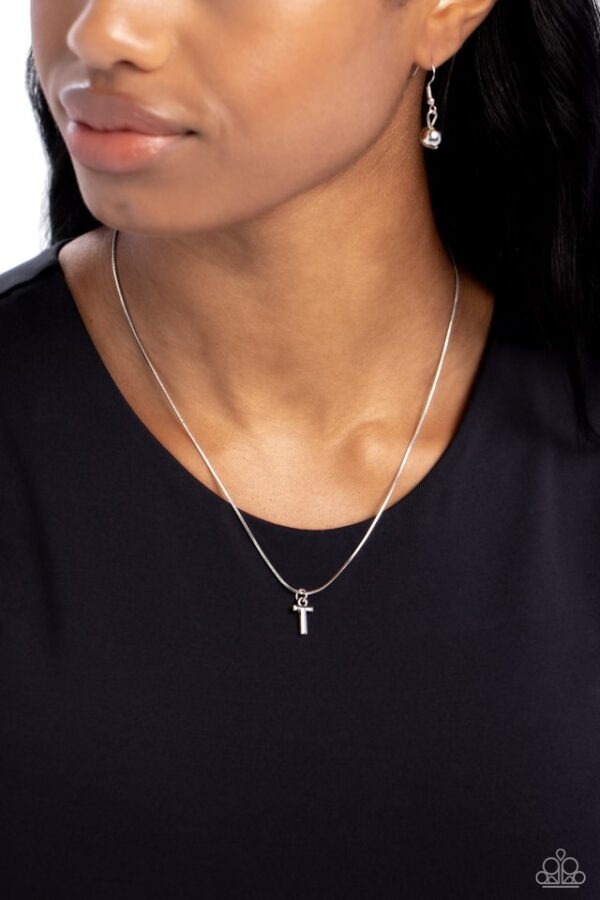 Paparazzi Necklace ~ Seize the Initial - Silver - T