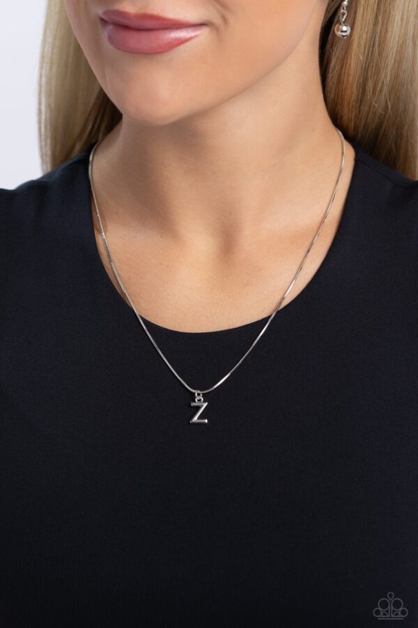 Paparazzi Necklace ~ Seize the Initial - Silver - Z