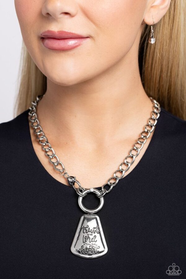 Paparazzi Necklace ~ Trust and Believe - Silver