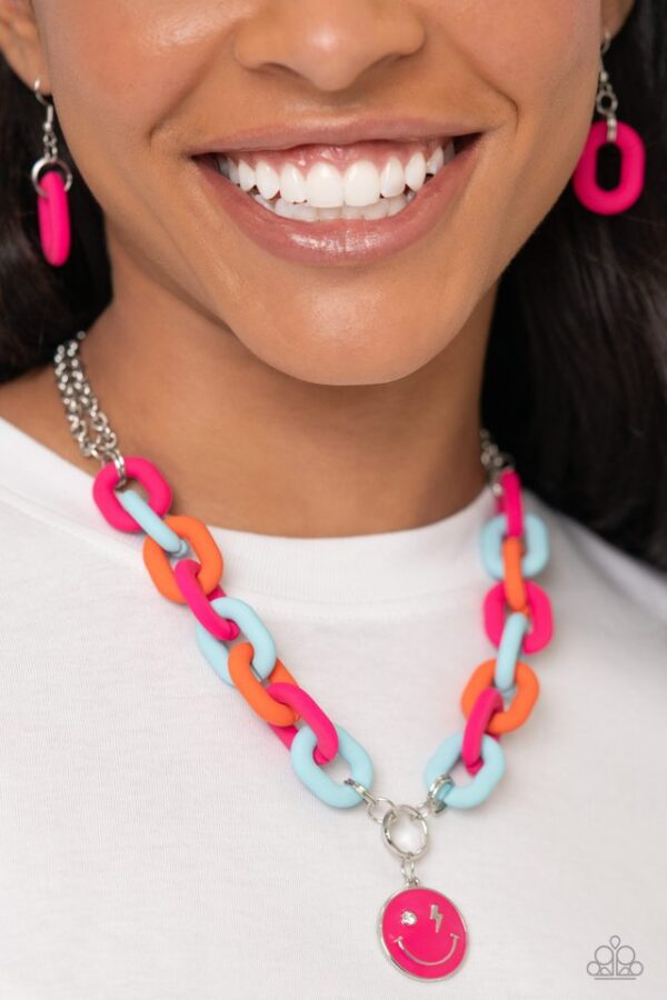 Paparazzi Necklace ~ Speed SMILE - Pink