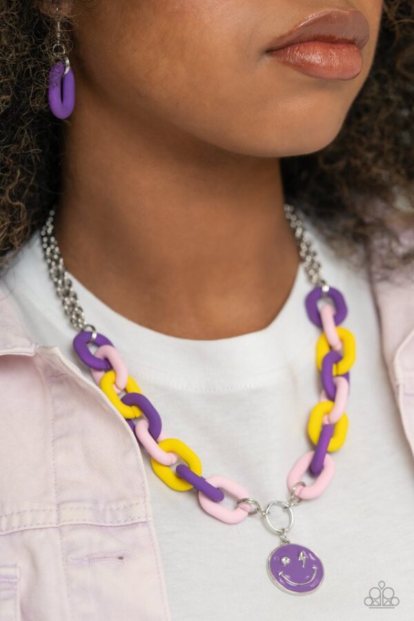 Paparazzi Necklace ~ Speed SMILE - Purple