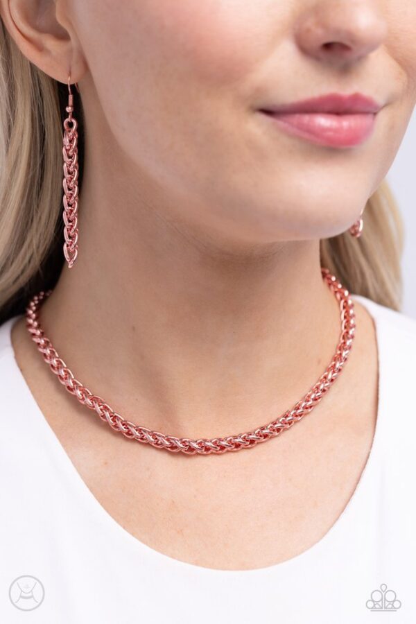 Paparazzi Necklace ~ Braided Battalion - Pink