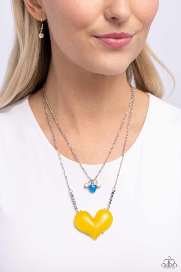 Paparazzi Necklace ~ Heart-Racing Recognition - Yellow