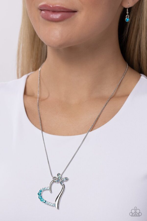 Paparazzi Necklace ~ Half-Hearted Haven - Blue