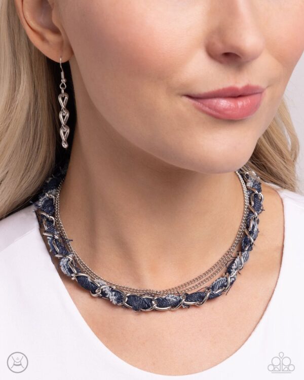 Paparazzi Necklace ~ Denim Danger - Silver