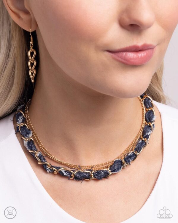 Paparazzi Necklace ~ Denim Danger - Gold