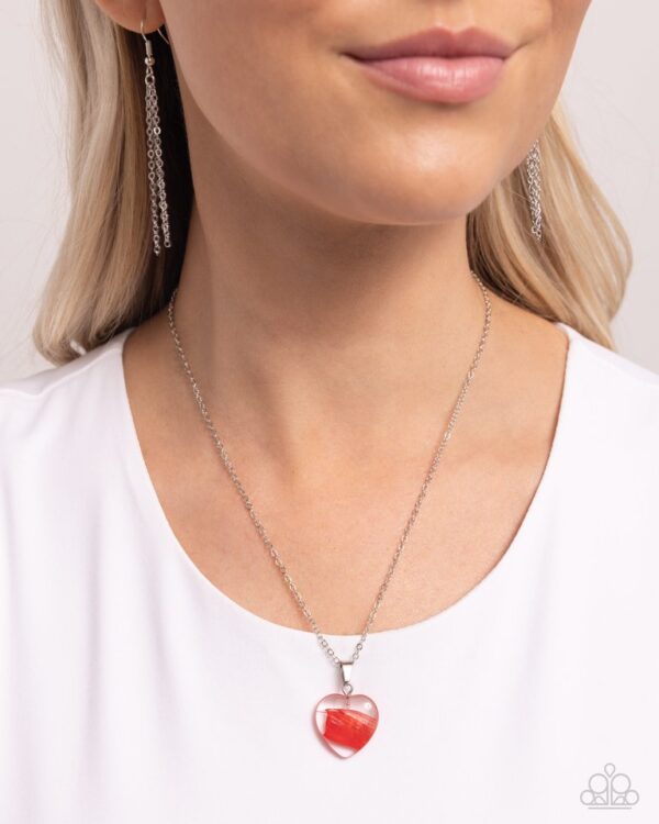 Paparazzi Necklace ~ HEART Exhibition - Red