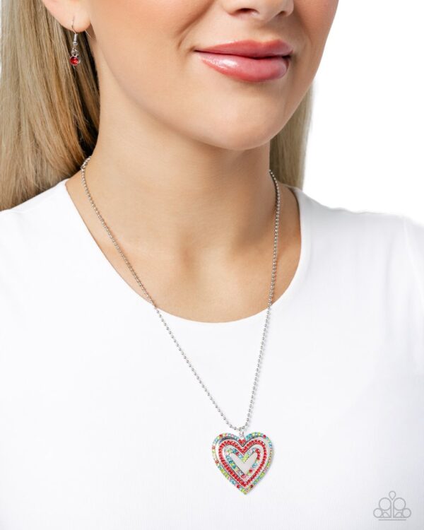 Paparazzi Necklace ~ Hallucinatory Hearts - Red