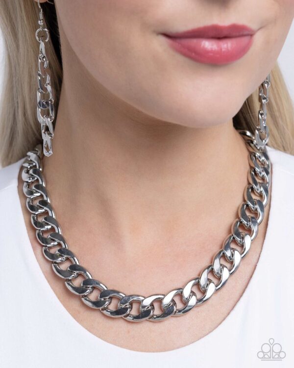 Paparazzi Necklace ~ Action CURB - Silver