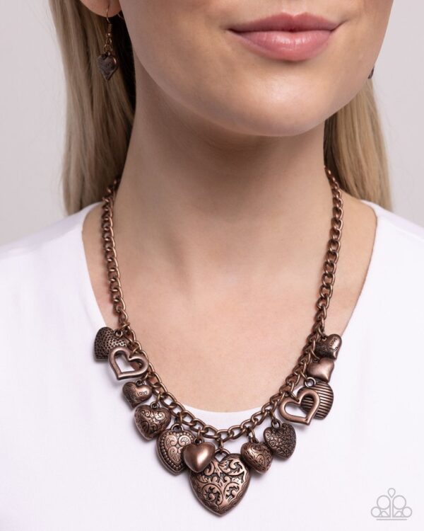 Paparazzi Necklace ~ Heart Hangout - Copper