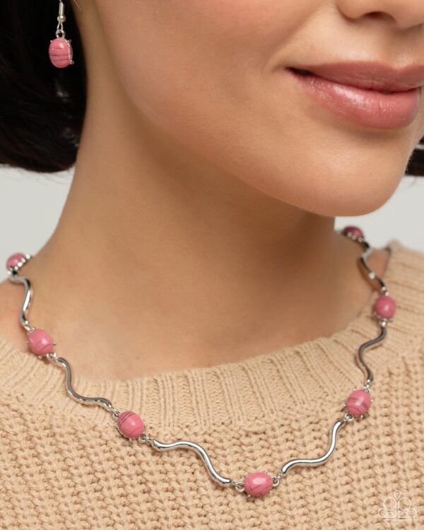 Paparazzi Necklace ~ Striped Season - Pink